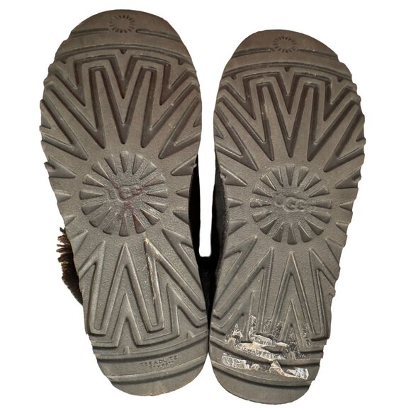 UGG Mini Bailey Bow II Boots Suede Sheepskin 1016501 Black Size 6 - Picture 6 of 7